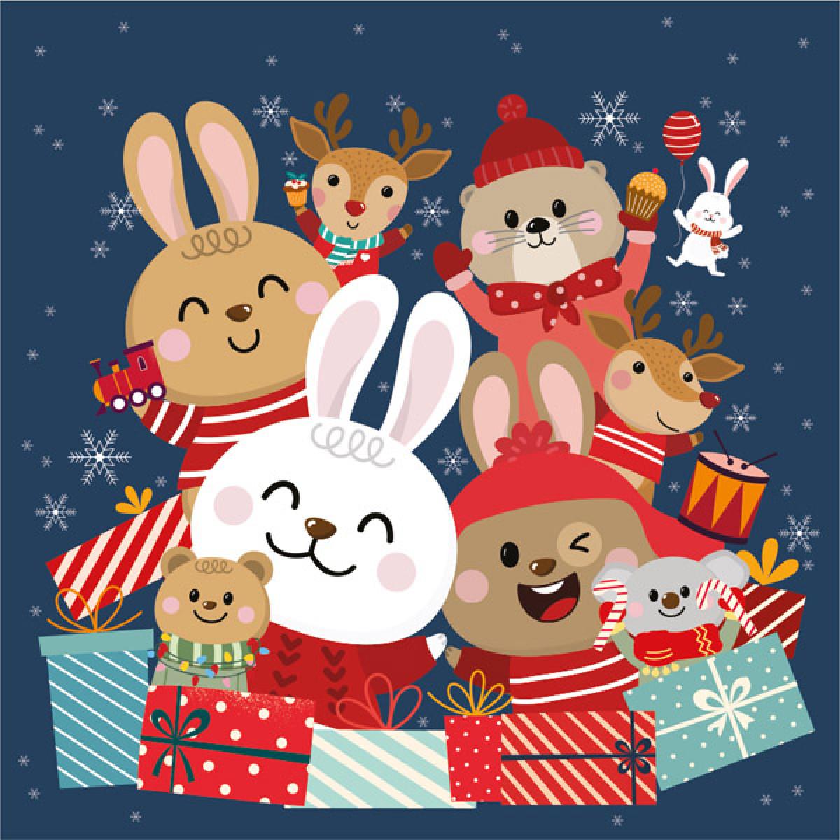 Novogodišnje puzzle HAPPY FRIENDS 49kom 