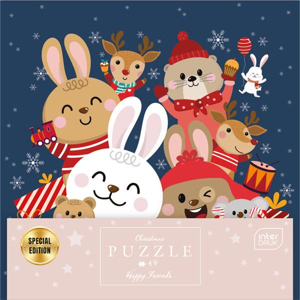 Novogodišnje puzzle HAPPY FRIENDS 49kom 