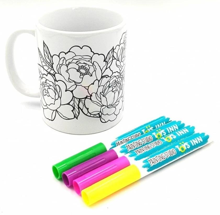 Kreativni set ŠOLJA ZA BOJENJE + 4 MARKERA + BOŽURI 