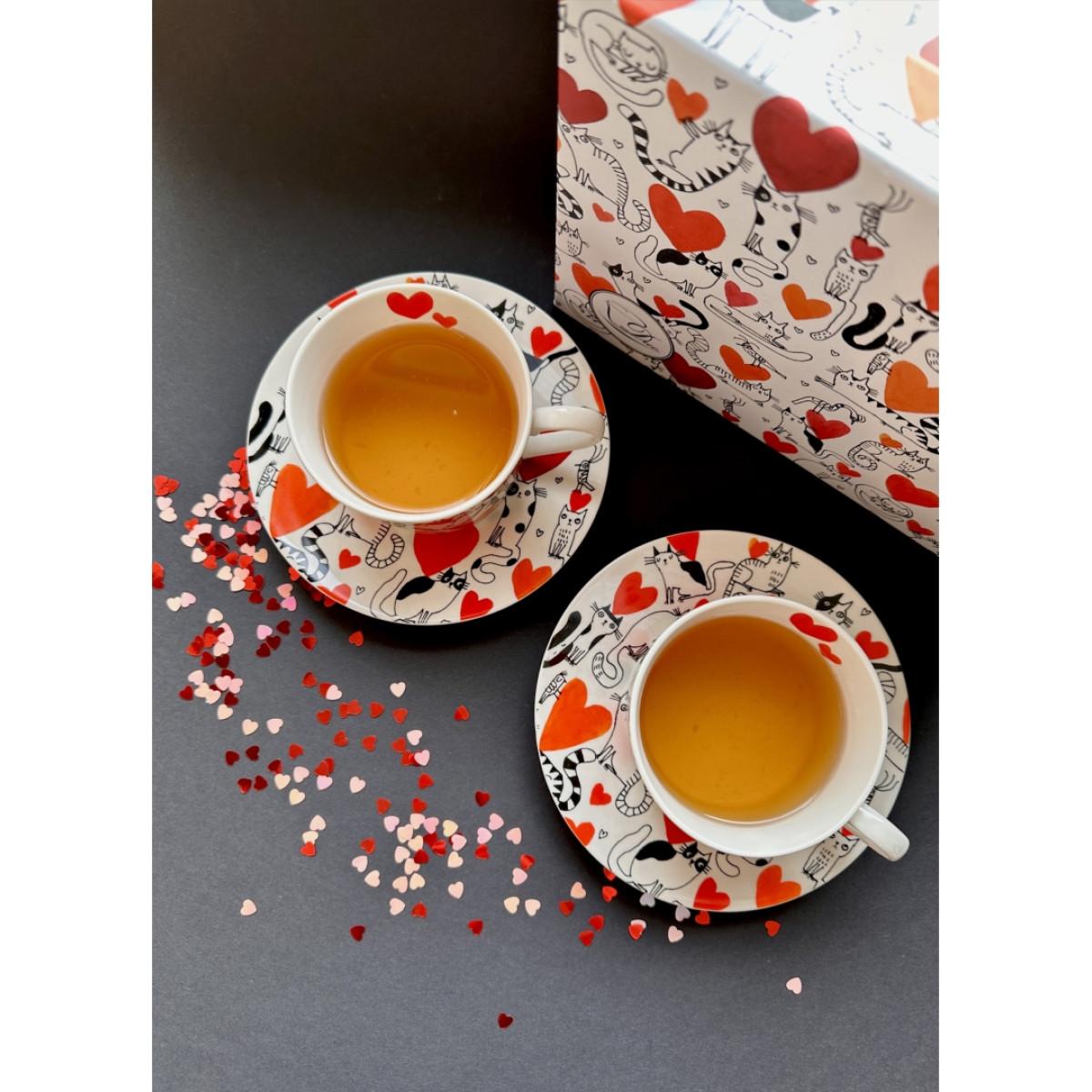 Dve šoljice sa tanjirićima CAT’S WORLD - HEARTS 230 ml 