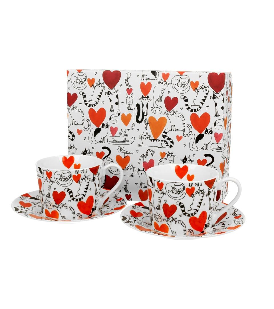 Dve šoljice sa tanjirićima CAT’S WORLD - HEARTS 230 ml 