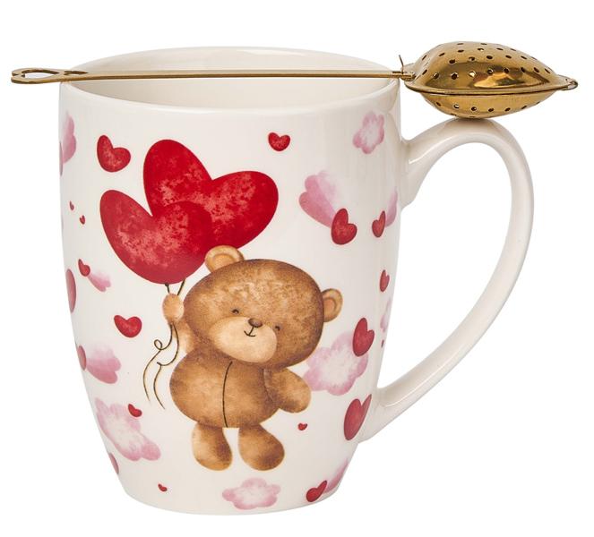 Šolja sa infuzerom u obliku srca MEDE SA BALONIMA 