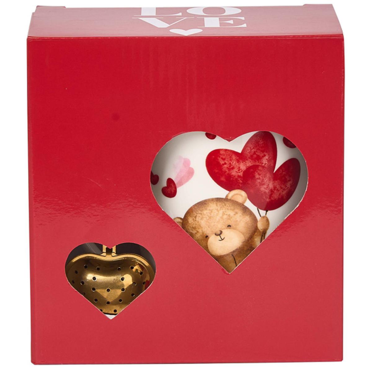 Šolja sa infuzerom u obliku srca MEDE SA BALONIMA 