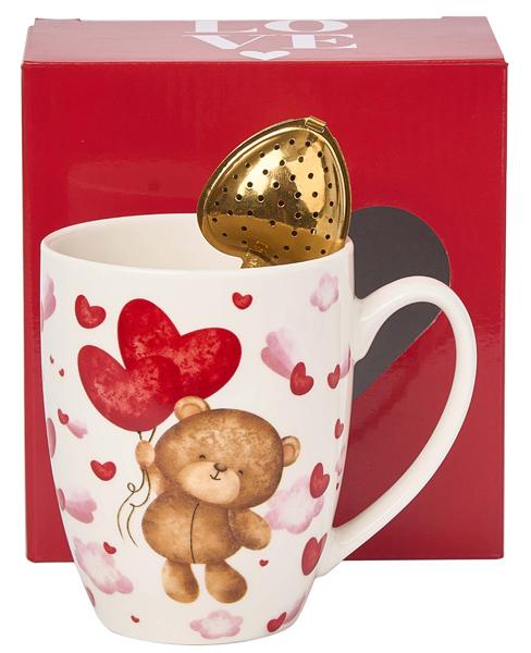 Šolja sa infuzerom u obliku srca MEDE SA BALONIMA 