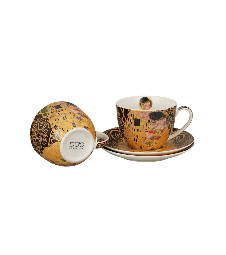 Set dve šolje sa tacnama KLIMT The Kis (Brown) 