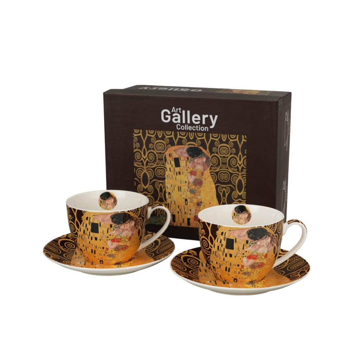 Set dve šolje sa tacnama KLIMT The Kis (Brown) 