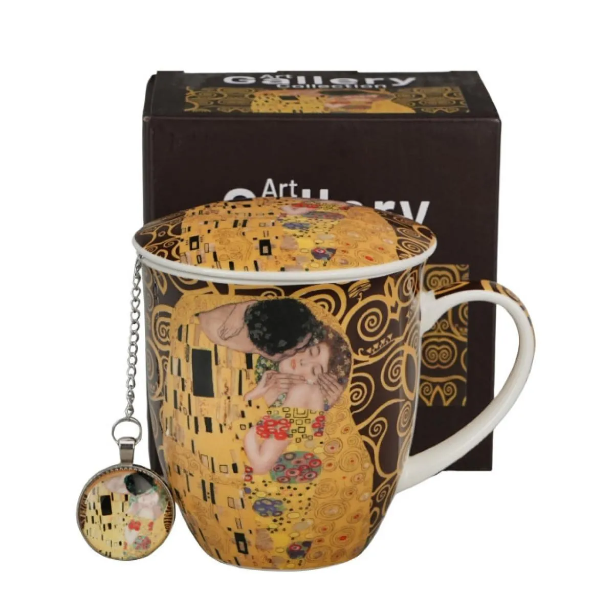 Šolja 400ml sa infuzerom KLIMT The Kiss (Brown) 
