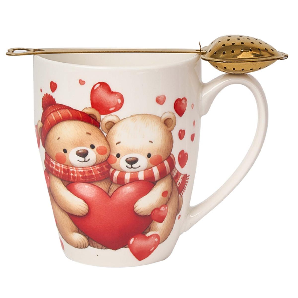 Šolja sa infuzerom u obliku srca MEDE SA SRCIMA 