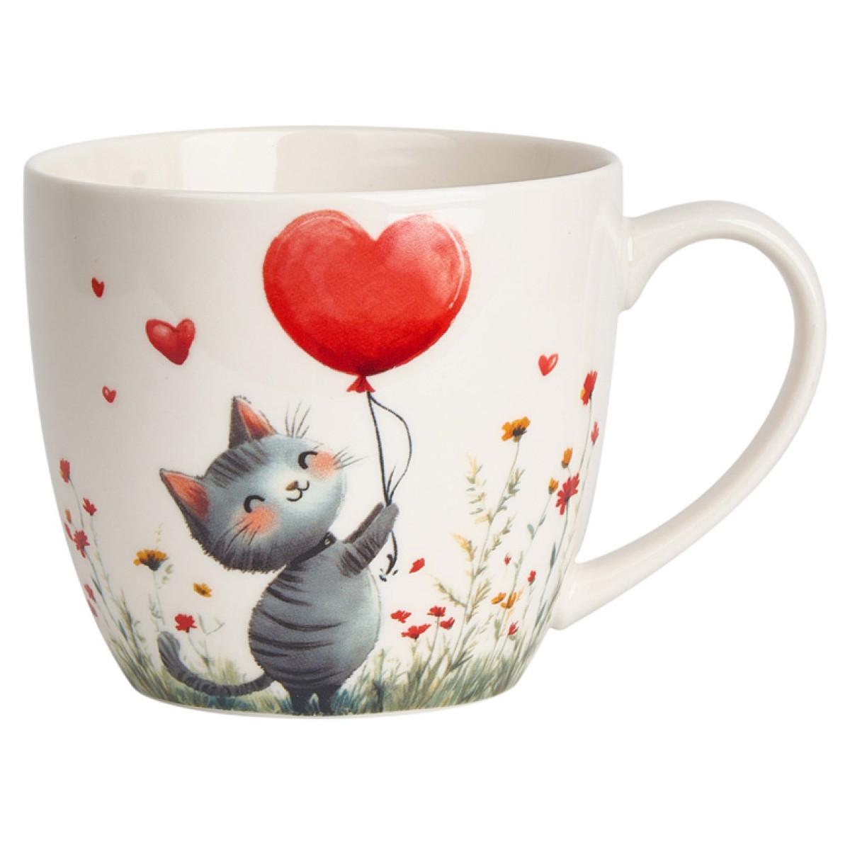 Šolja LOVE - MAČKA SA BALONOM 460ml 