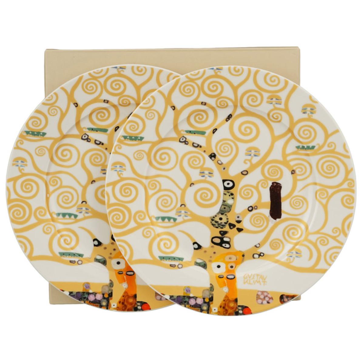 Set dva dezertna tanjira TREE OF LIFE ECRU - KLIMT 