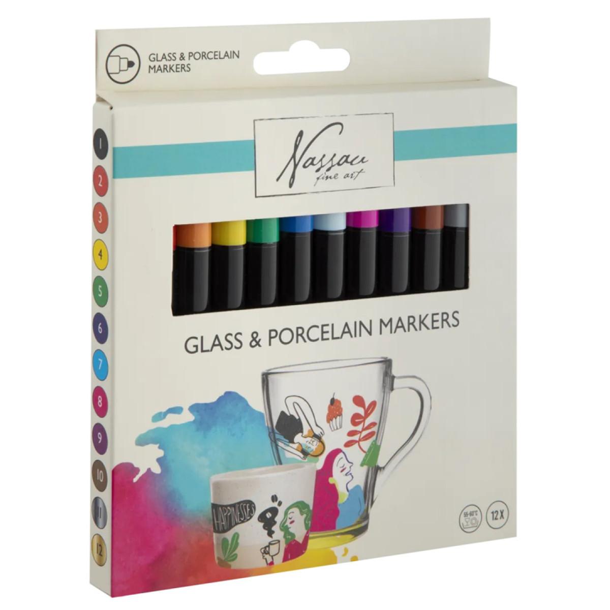NASSAU markeri za staklo i porcelan 12kom 