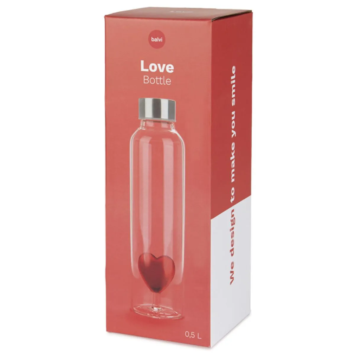 Staklena flašica za vodu SRCE 0,5l 