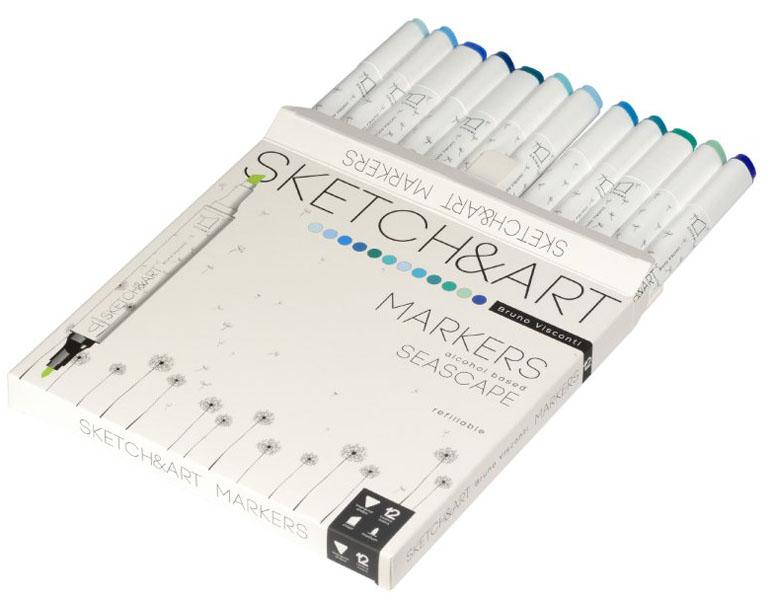 SKETCH & ART dvostrani markeri 12 NIJANSI - PLAVI 