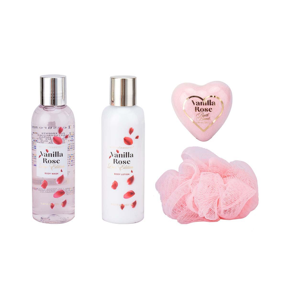 Beauty set SWEET MOMENTS (Mleko za telo, kupka, kuglice i sunđer za kupanje) 