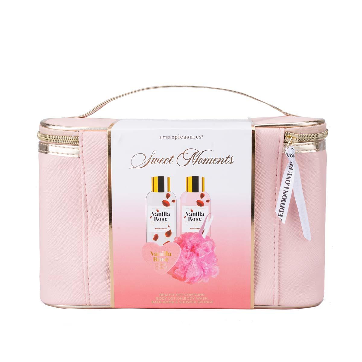 Beauty set SWEET MOMENTS (Mleko za telo, kupka, kuglice i sunđer za kupanje) 