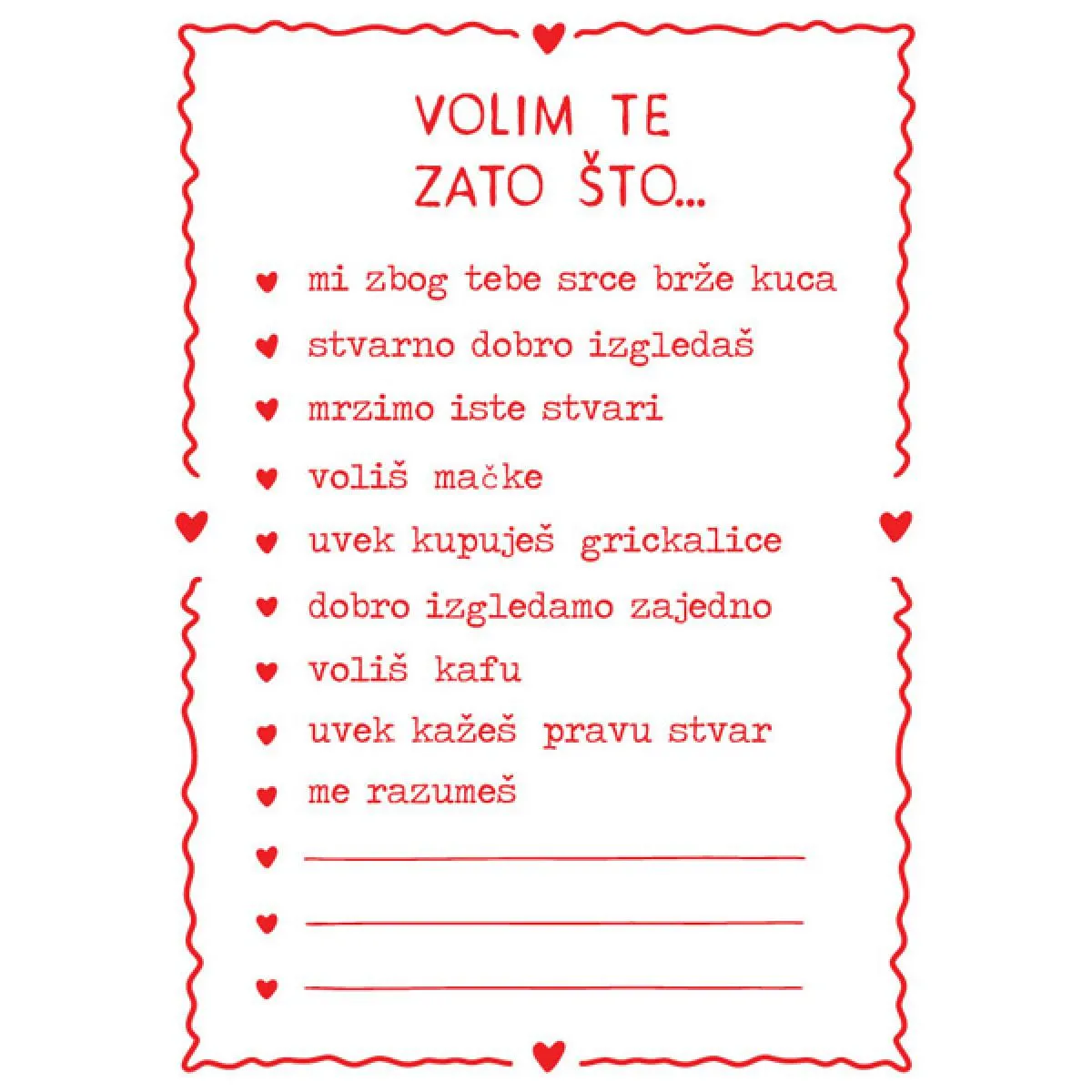 ČESTITKA LISTA VOLIM TE 