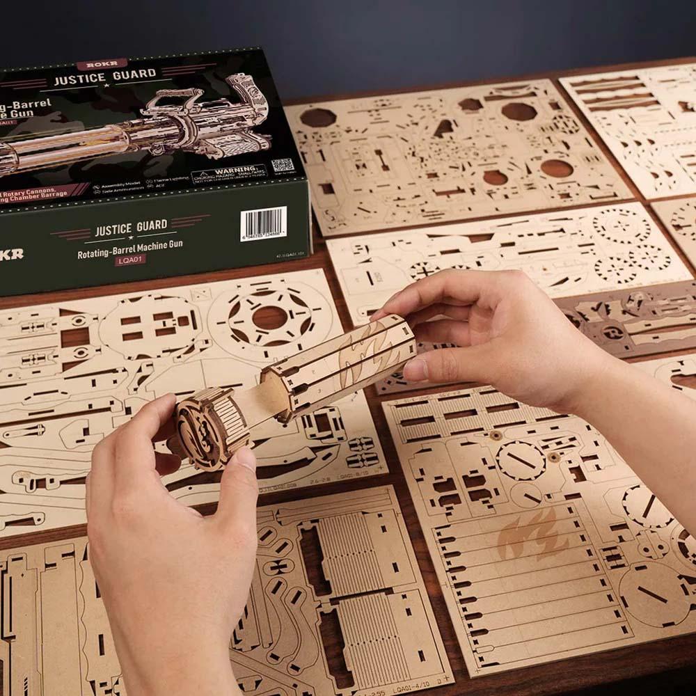 3D drvena slagalica - Barrel Machine Gun 