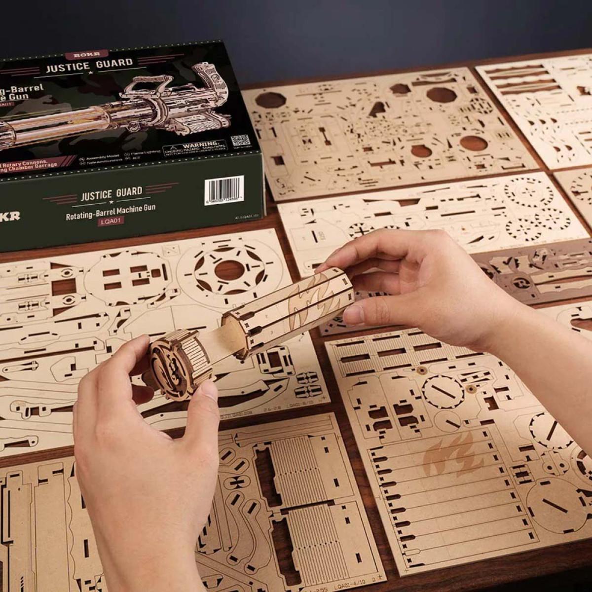 3D drvena slagalica - Barrel Machine Gun 