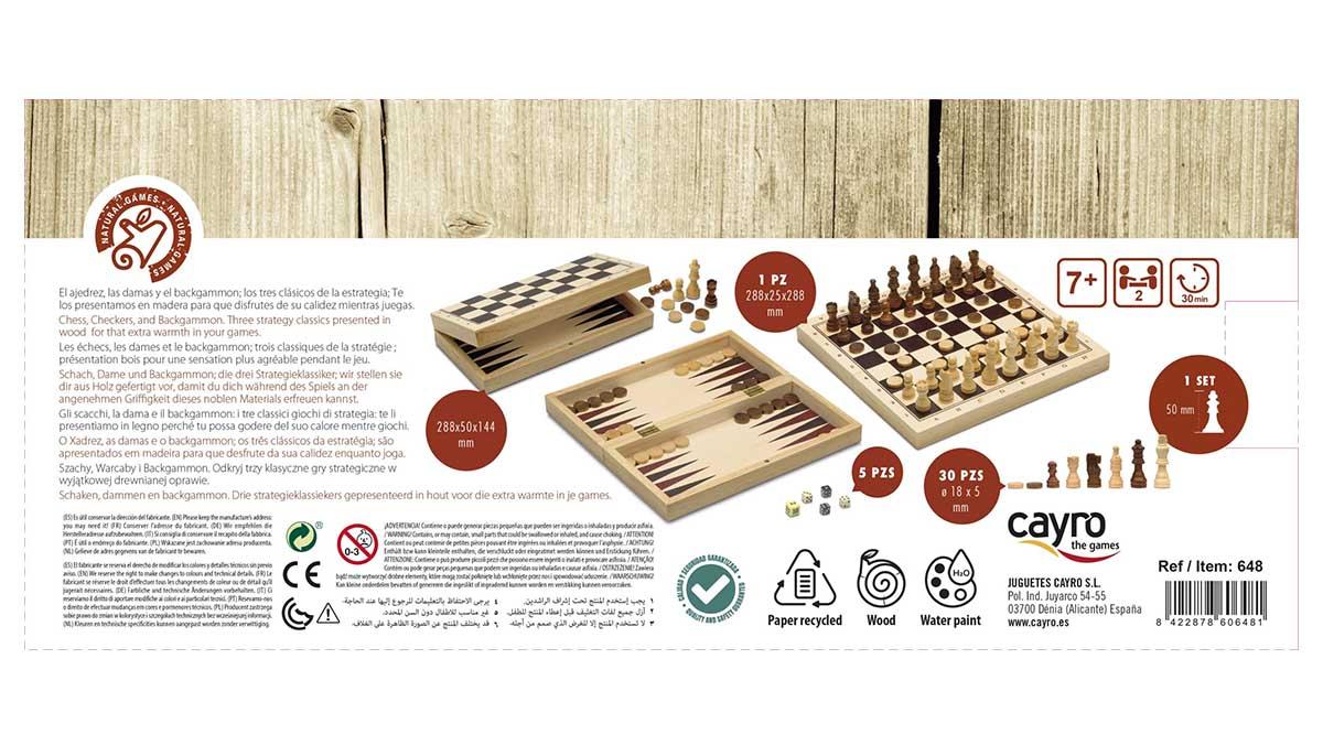 Set društvenih igrara 3 u 1 (Šah, dame, bekgemon) 