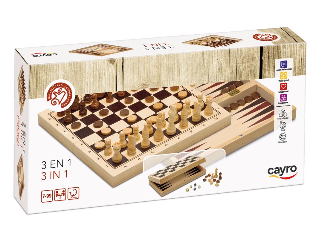Set društvenih igrara 3 u 1 (Šah, dame, bekgemon) 